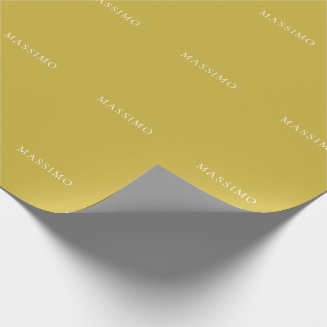 Guld Färg Trendig Modern Minimalistiskt Ditt Namn Presentpapper (Hörn)