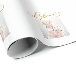 Guld Färg Tro skript med fotojul Presentpapper