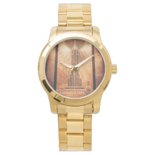 Guld-färgad-bevakning med Empire state Emblem Armbandsur