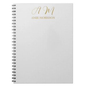 Guld Färgad Monogram Initial Namn Kalligrafi Anteckningsbok