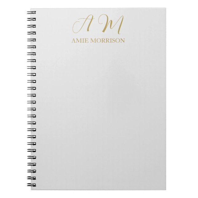 Guld Färgad Monogram Initial Namn Kalligrafi Anteckningsbok (Framsidan)
