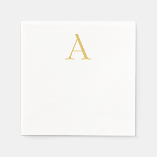 Guld Färgad Monogram Professionell Anpassad Pappersservett (Framsidan)