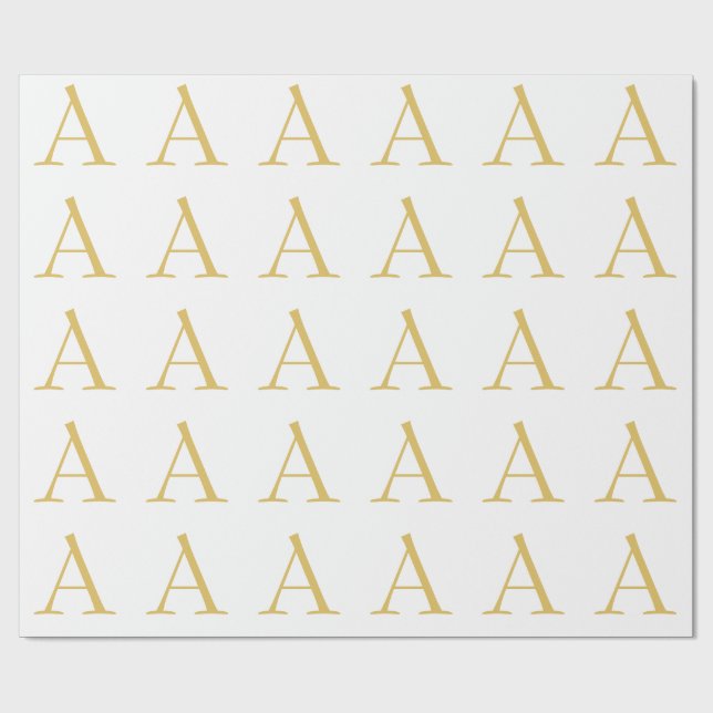 Guld Färgad Monogram Professionell Anpassad Presentpapper (Platt)