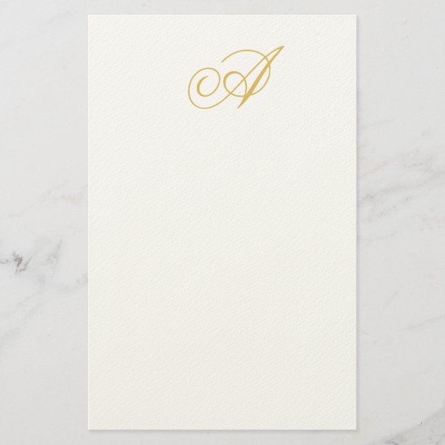 Guld Färgad Monogram Professionell Klassisk Initia Brevpapper (Framsida)