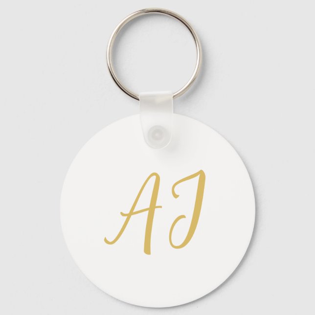 Guld Färgad Monogram Professionell Klassisk Initia Nyckelring (Framsida)