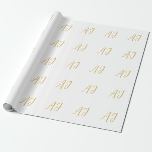 Guld Färgad Monogram Professionell Klassisk Initia Presentpapper