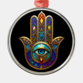 Guld Färgrik Hamsa Turkos Safir Tredje Ögat Julgransprydnad Metall