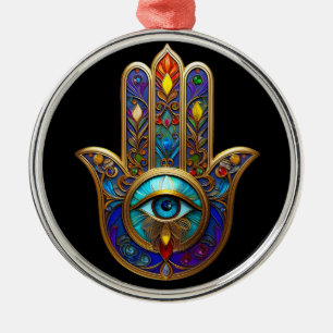 Guld Färgrik Hamsa Turkos Safir Tredje Ögat Julgransprydnad Metall