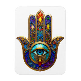 Guld Färgrik Hamsa Turkos Safir Tredje Ögat Magnet
