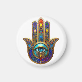 Guld Färgrik Hamsa Turkos Safir Tredje Ögat Magnet
