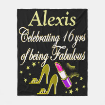 GULD FASHIONISTA PERSONALIZE 16 BIRTHDAY BLANKET