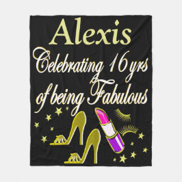 GULD FASHIONISTA PERSONALIZE 16 BIRTHDAY BLANKET FLEECEFILT