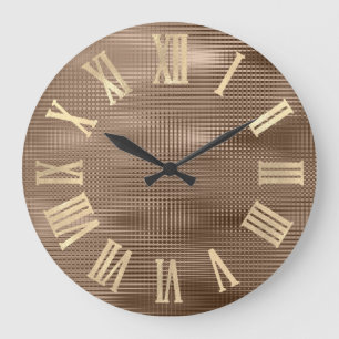 Guld Faux Bronze Rand Metallic Roman Numers Stor Klocka