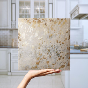 Guld faux cowhide metallic glitter kakelplatta