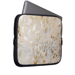 Guld Faux Cowhide Print Metallic Cowgirl Western Laptop Fodral