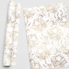 Guld Faux Elegant Hand plockade Blommigt Bröllop G Presentpapper