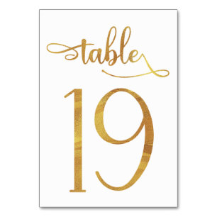 Guld faux foil 3,5 x 5 bordsnummer Bord 19