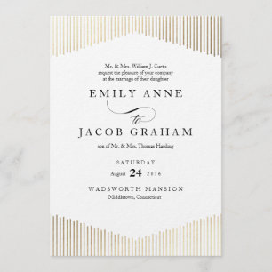 Guld Faux Foil Angles Art Deco Wedding bjudande Inbjudningar