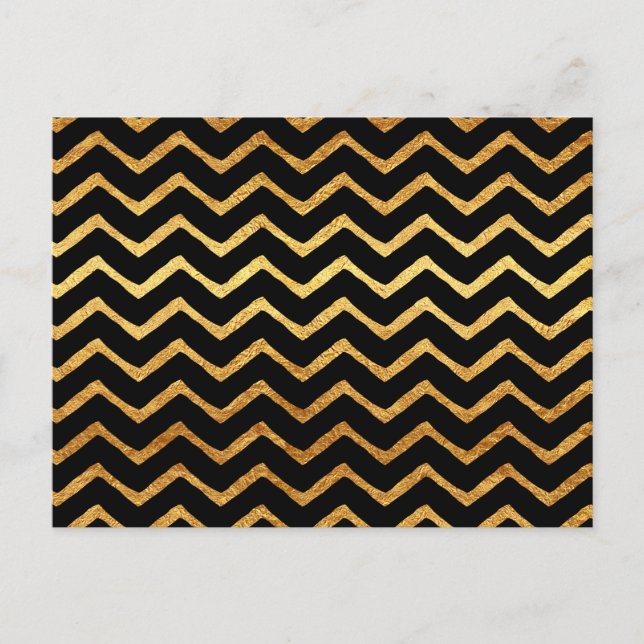 Guld Faux Foil Chevrons Metallic Chevron Mönster Vykort (Framsida)