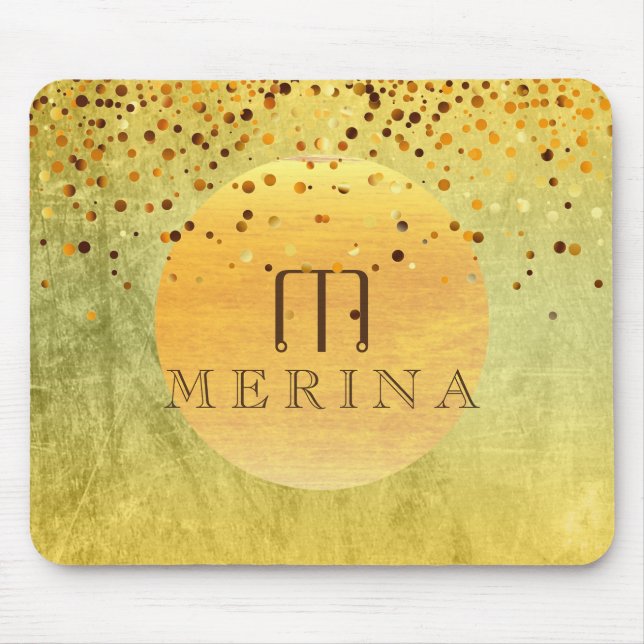 Guld Faux Foil Confetti Glitter Måne personalize Musmatta (Framsidan)