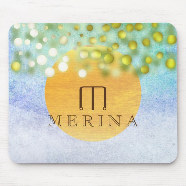 Guld Faux Foil Confetti Glitter Måne personalize Musmatta (Framsidan)