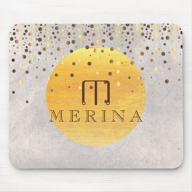 Guld Faux Foil Confetti Glitter Måne personalize Musmatta (Framsidan)
