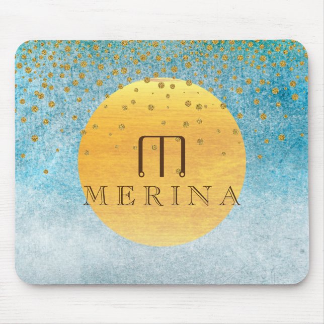 Guld Faux Foil Confetti Glitter Måne personalize Musmatta (Framsidan)