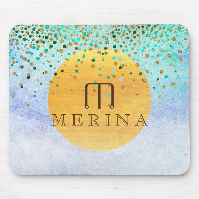 Guld Faux Foil Confetti Glitter Måne personalize Musmatta (Framsidan)