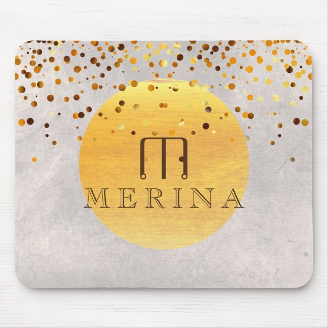 Guld Faux Foil Confetti Glitter Måne personalize Musmatta (Framsidan)