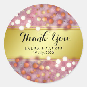 Guld Faux Foil Glitter Tack Bröllop confetti Runt Klistermärke