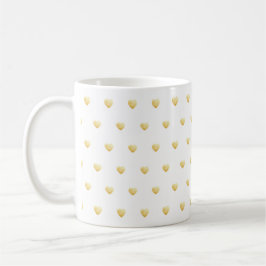 Guld Faux Foil Hearts on White Kaffemugg