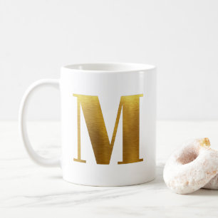 Guld Faux Foil Monogram M Kaffemugg