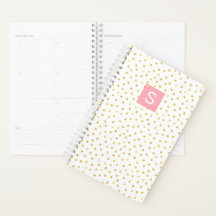 Guld Faux Foil Polka Dot Monogram Calendar Planner