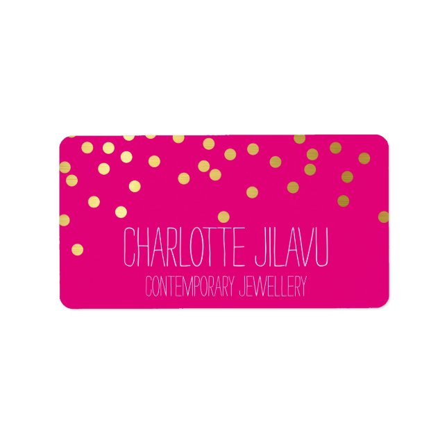 GULD FAUX FOIL SPOTS modern söt rosa Adressetikett (Framsidan)