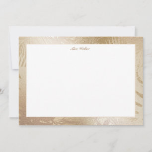 guld faux foil tropical löv monogram anteckningskort