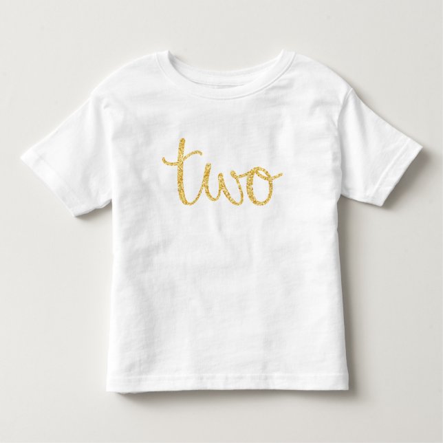 Guld Faux Glitter 2:a födelsedag T Shirt (Framsida)