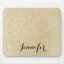 Guld Faux Glitter Anpassningsbar Skript Namn Mouse