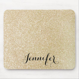 Guld Faux Glitter Anpassningsbar Skript Namn Mouse Musmatta