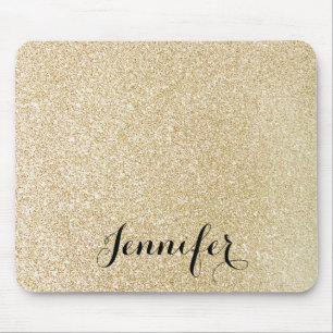 Guld Faux Glitter Anpassningsbar Skript Namn Mouse Musmatta