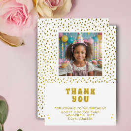 Guld Faux Glitter Birthday Girl Photo Tack Kort