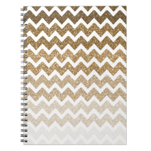 Guld Faux Glitter Chevron Ombre Anteckningsbok Med Spiral