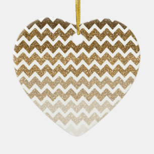 Guld Faux Glitter Chevron Ombre Julgransprydnad Keramik