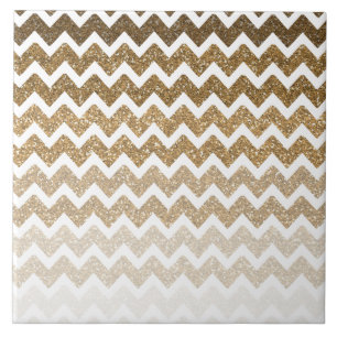 Guld Faux Glitter Chevron Ombre Kakelplatta