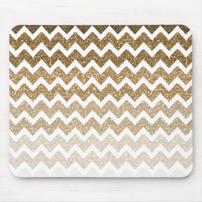 Guld Faux Glitter Chevron Ombre Musmatta (Framsidan)