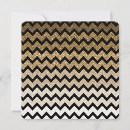 Guld Faux Glitter Chevron Ombre Sweet sixteen Inbjudningar