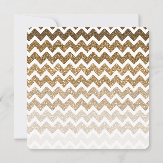 Guld Faux Glitter Chevron Ombre Sweet sixteen Inbjudningar (Framsida)