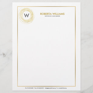 Guld Faux Glitter Circle Logotyp Brevhuvud