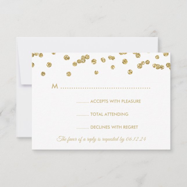 Guld Faux Glitter Confetti Bröllop White OSA (Framsida)