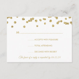 Guld Faux Glitter Confetti Bröllop White OSA Kort