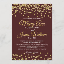 Guld Faux Glitter Confetti Elegant bröllop Marsala